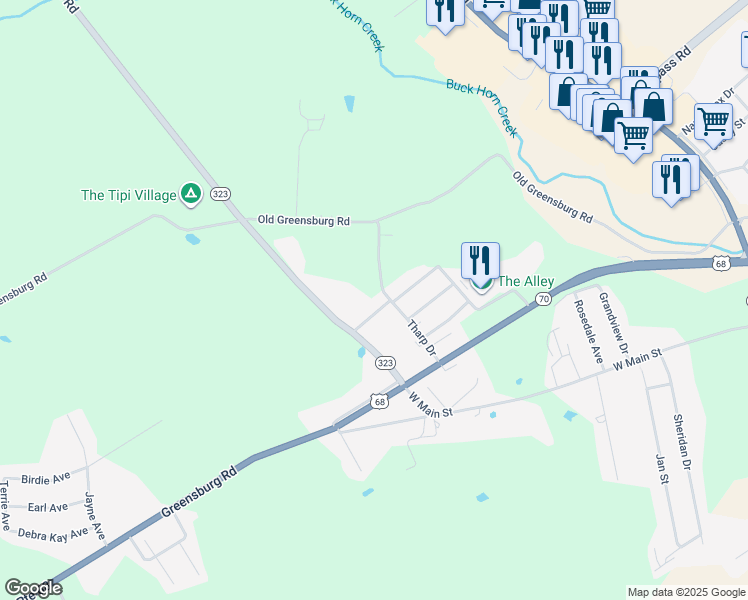 map of restaurants, bars, coffee shops, grocery stores, and more near 2-98 Hearon Road in Campbellsville