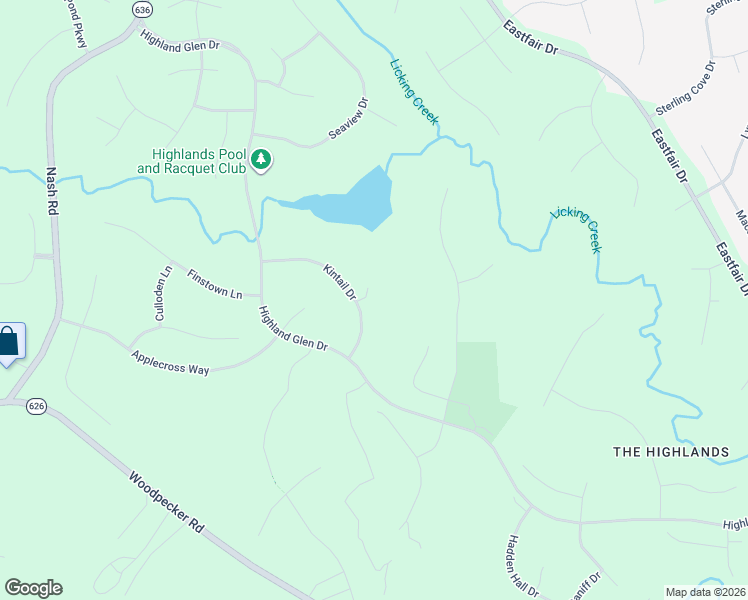 map of restaurants, bars, coffee shops, grocery stores, and more near 8319 Kintail Drive in Chesterfield