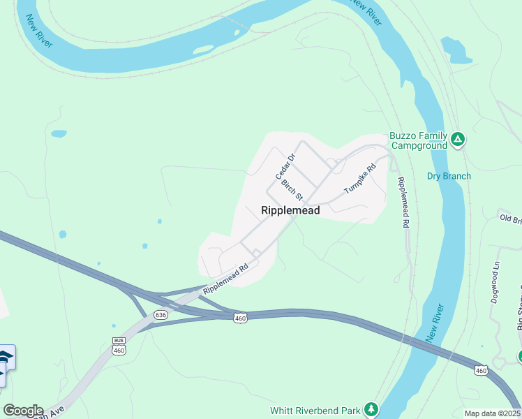 map of restaurants, bars, coffee shops, grocery stores, and more near 100 Spruce Street in Ripplemead