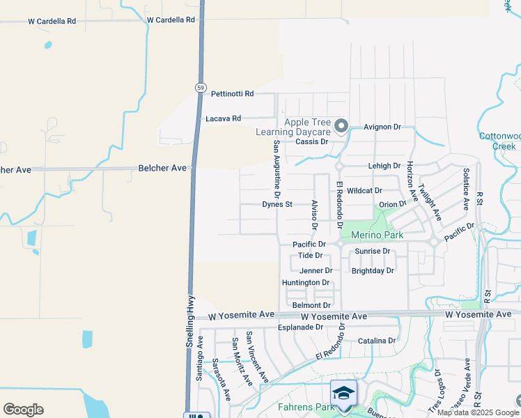 map of restaurants, bars, coffee shops, grocery stores, and more near 1406 Antioch Court in Merced