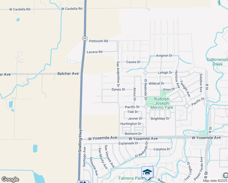 map of restaurants, bars, coffee shops, grocery stores, and more near 1406 Antioch Court in Merced