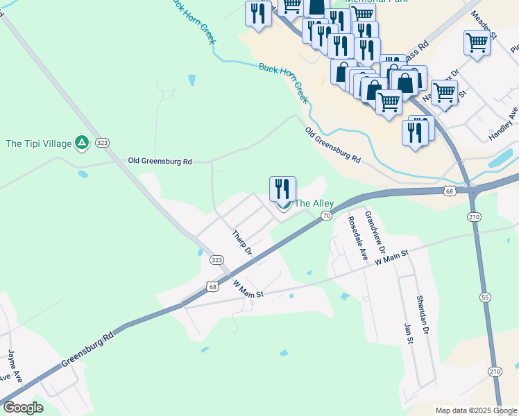 map of restaurants, bars, coffee shops, grocery stores, and more near 129-203 Ashley Avenue in Campbellsville