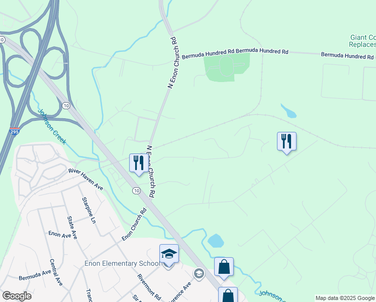 map of restaurants, bars, coffee shops, grocery stores, and more near Enon Station Drive in Enon