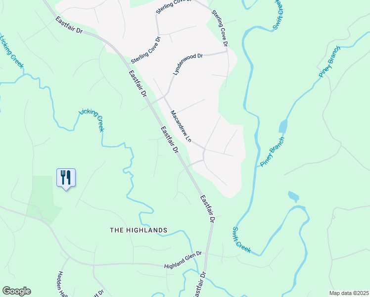 map of restaurants, bars, coffee shops, grocery stores, and more near 10613 Macandrew Lane in Chesterfield