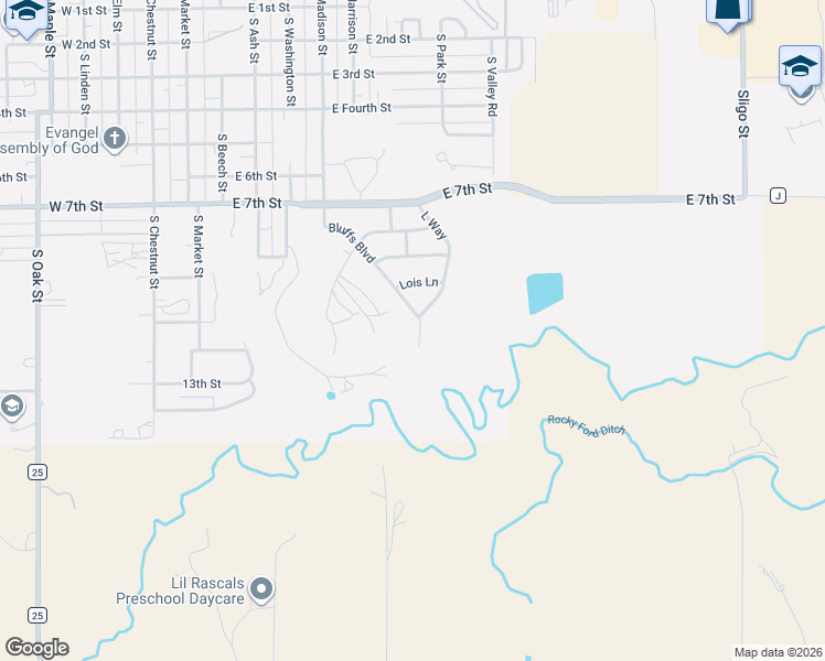 map of restaurants, bars, coffee shops, grocery stores, and more near 1132 Bluff Boulevard in Cortez