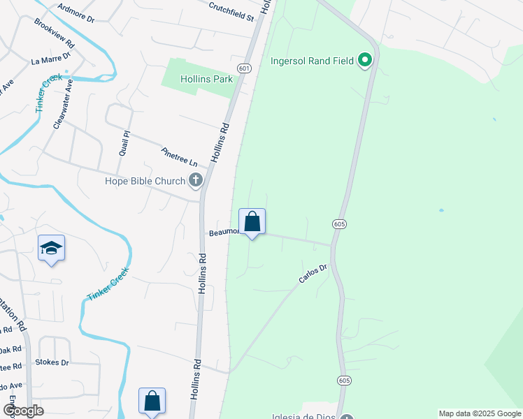 map of restaurants, bars, coffee shops, grocery stores, and more near 1324 Cedar Hill in Roanoke