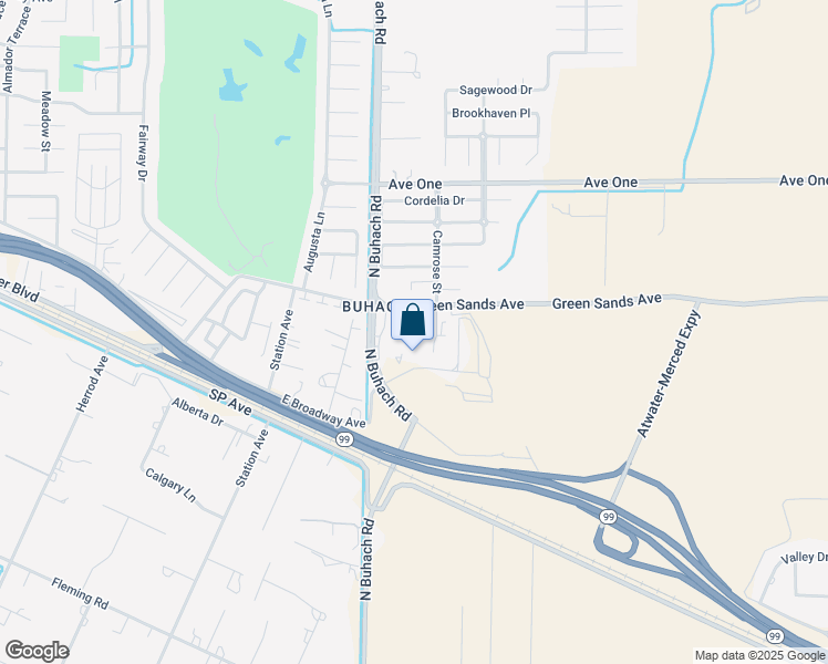 map of restaurants, bars, coffee shops, grocery stores, and more near 4910 Clover Avenue in Atwater