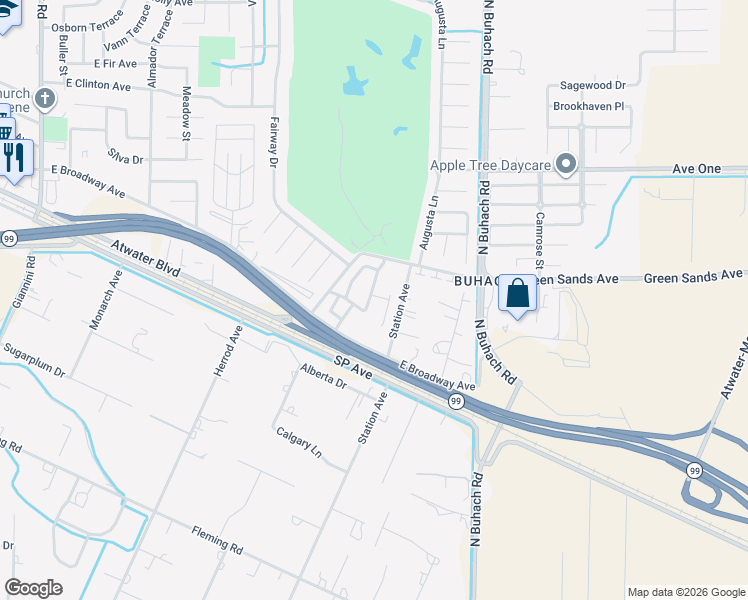 map of restaurants, bars, coffee shops, grocery stores, and more near 708 Vista Del Rey Drive in Atwater