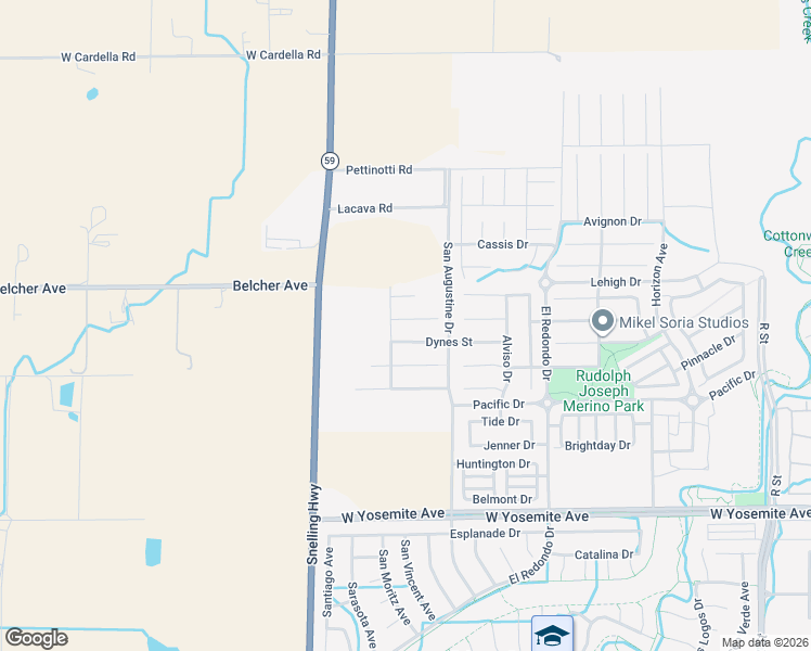 map of restaurants, bars, coffee shops, grocery stores, and more near 1478 Woodbury Court in Merced