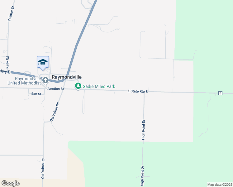 map of restaurants, bars, coffee shops, grocery stores, and more near 360 East State Route B in Raymondville