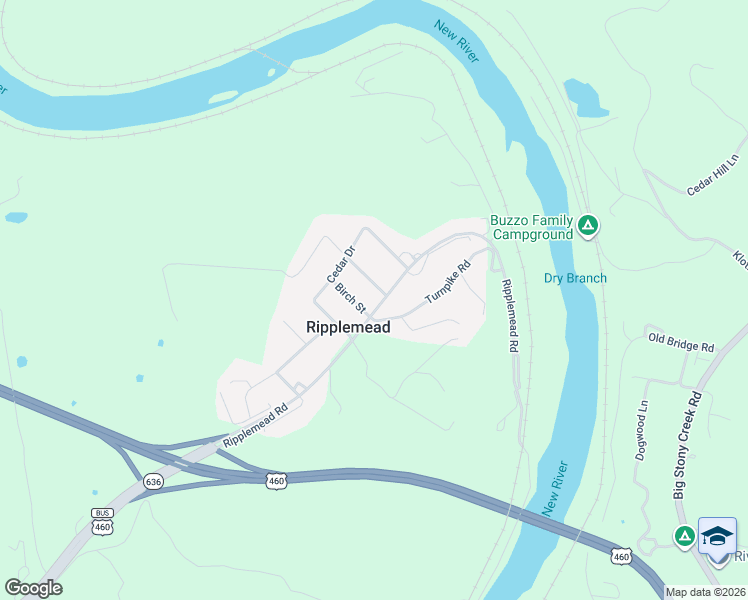 map of restaurants, bars, coffee shops, grocery stores, and more near 101 Linden Street in Ripplemead