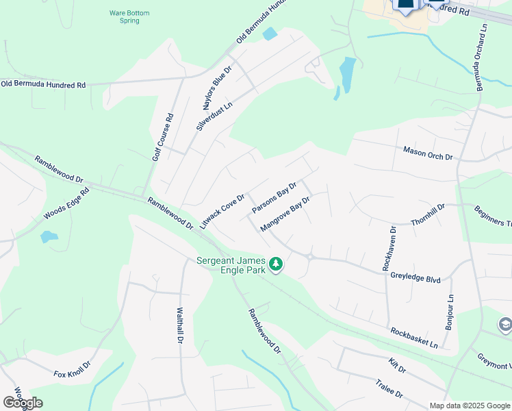 map of restaurants, bars, coffee shops, grocery stores, and more near 1600 Carty Bay Drive in Chester