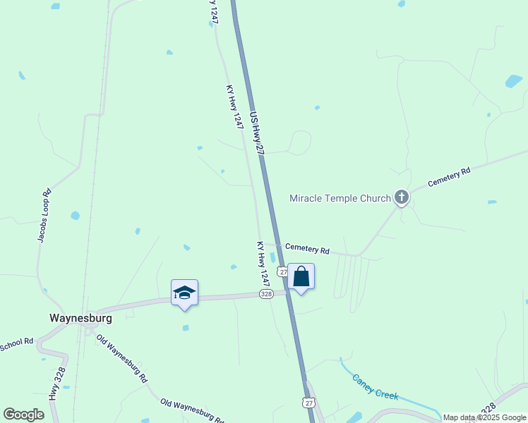 map of restaurants, bars, coffee shops, grocery stores, and more near 13825 U.S. 27 in Waynesburg