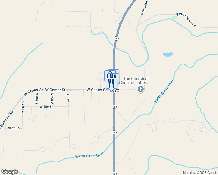 map of restaurants, bars, coffee shops, grocery stores, and more near 30 West Center Street in Veyo