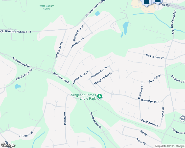 map of restaurants, bars, coffee shops, grocery stores, and more near 1600 Carty Bay Drive in Chester