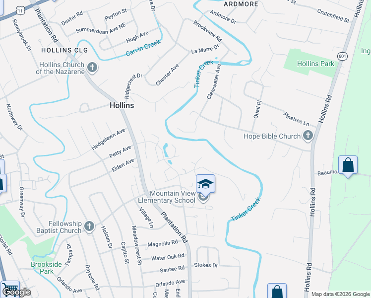 map of restaurants, bars, coffee shops, grocery stores, and more near 6124 Greyholme Lane in Hollins