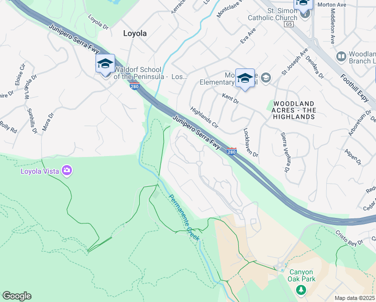 map of restaurants, bars, coffee shops, grocery stores, and more near 23600 Vía Esplendor in Cupertino