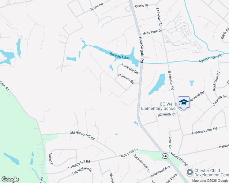 map of restaurants, bars, coffee shops, grocery stores, and more near 4516 Riderwood Way in Chester