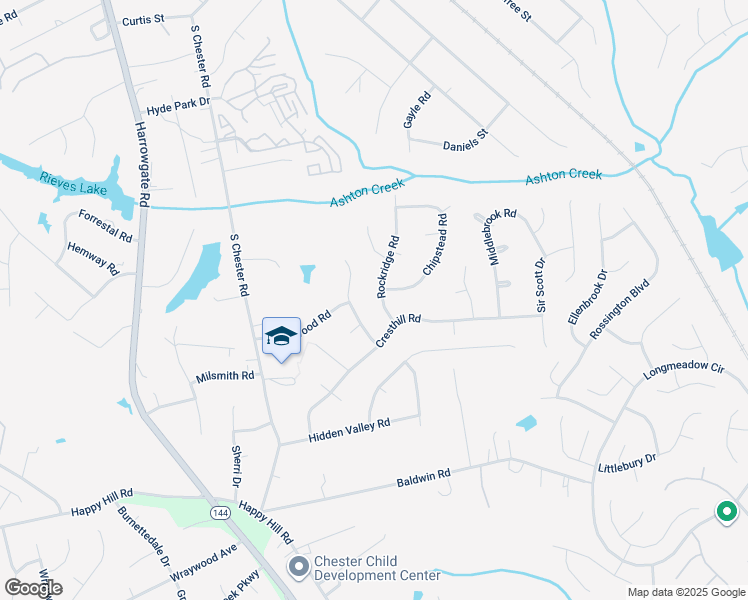 map of restaurants, bars, coffee shops, grocery stores, and more near 13102 Rockridge Road in Chester