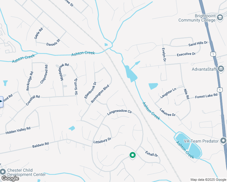 map of restaurants, bars, coffee shops, grocery stores, and more near 13124 Stockleigh Drive in Chester