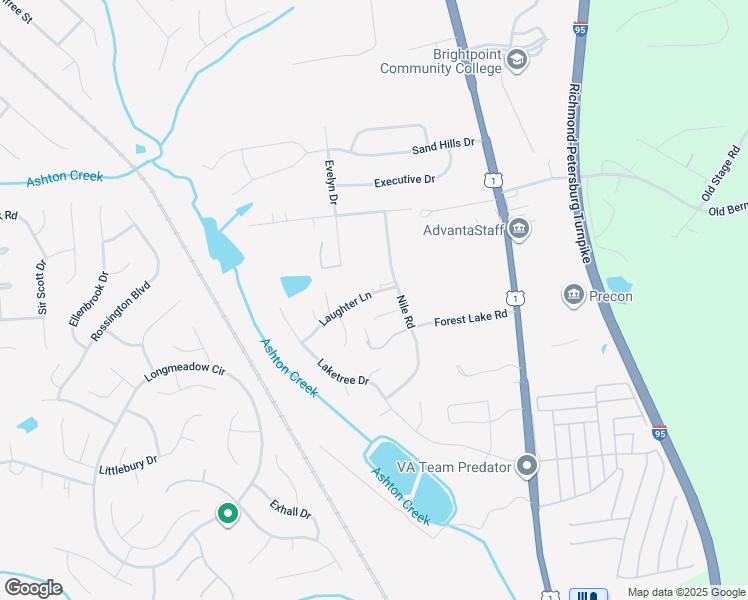 map of restaurants, bars, coffee shops, grocery stores, and more near 2819 Laughter Lane in Chester