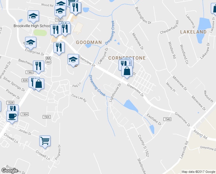 map of restaurants, bars, coffee shops, grocery stores, and more near 229 Mulberry Circle in Lynchburg