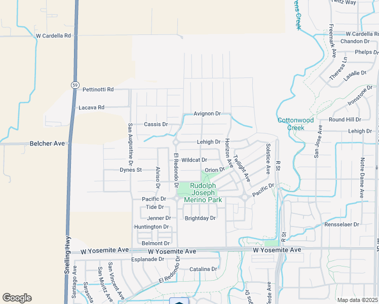 map of restaurants, bars, coffee shops, grocery stores, and more near 1272 Strabery Court in Merced