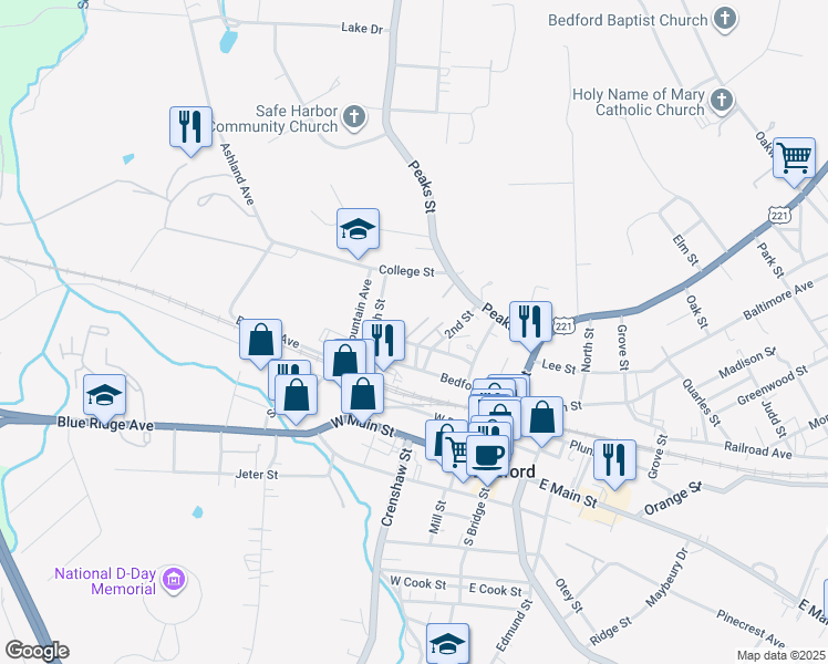 map of restaurants, bars, coffee shops, grocery stores, and more near 510 Bedford Avenue in Bedford