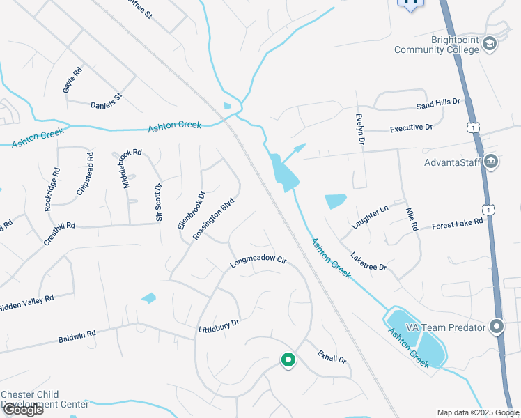 map of restaurants, bars, coffee shops, grocery stores, and more near 13100 Stockleigh Drive in Chester