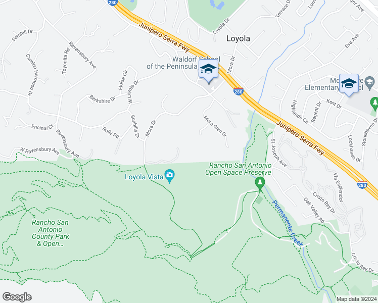 map of restaurants, bars, coffee shops, grocery stores, and more near in Los Altos Hills