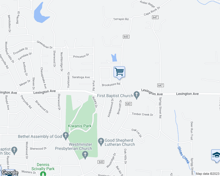 map of restaurants, bars, coffee shops, grocery stores, and more near 1345 Amblewood Drive in Cape Girardeau