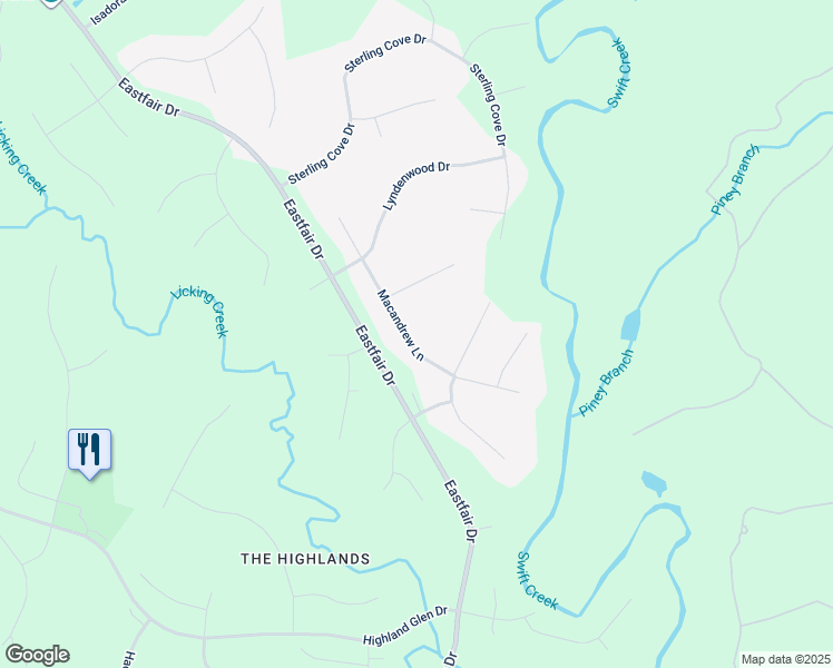 map of restaurants, bars, coffee shops, grocery stores, and more near 10618 Macandrew Lane in Chesterfield