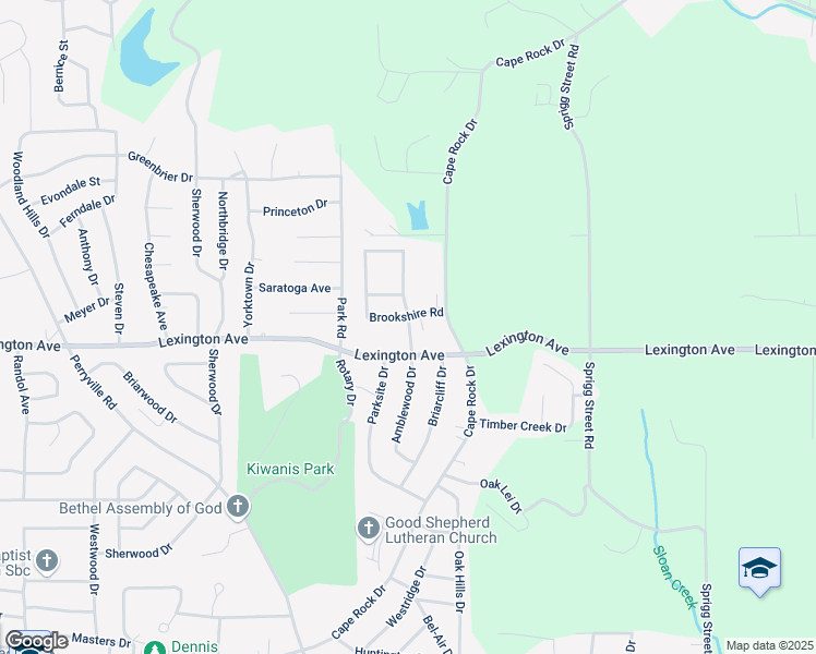 map of restaurants, bars, coffee shops, grocery stores, and more near 1347 Amblewood Drive in Cape Girardeau