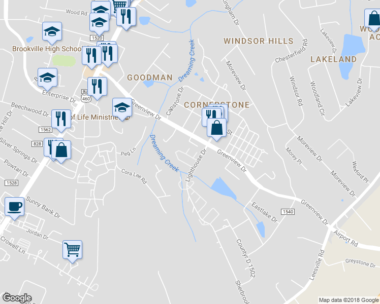 map of restaurants, bars, coffee shops, grocery stores, and more near 13 Blackberry Court in Lynchburg