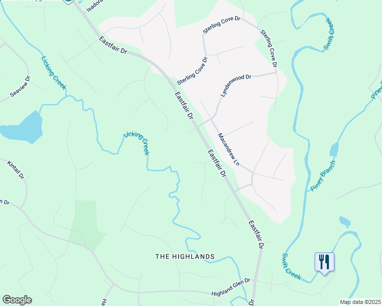 map of restaurants, bars, coffee shops, grocery stores, and more near 11412 Braidstone Lane in Chesterfield