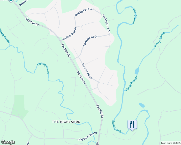 map of restaurants, bars, coffee shops, grocery stores, and more near 10618 Macandrew Lane in Chesterfield