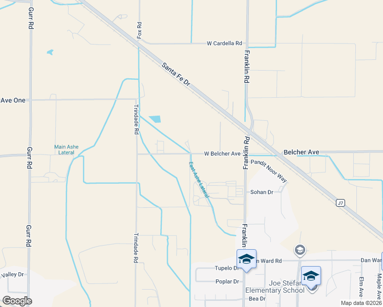 map of restaurants, bars, coffee shops, grocery stores, and more near West Belcher Avenue in Merced