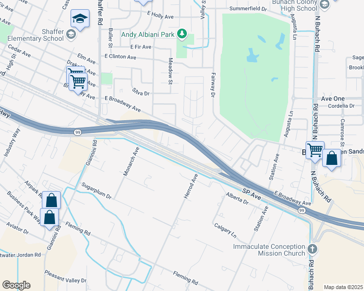 map of restaurants, bars, coffee shops, grocery stores, and more near 3500 Atwater Boulevard in Atwater