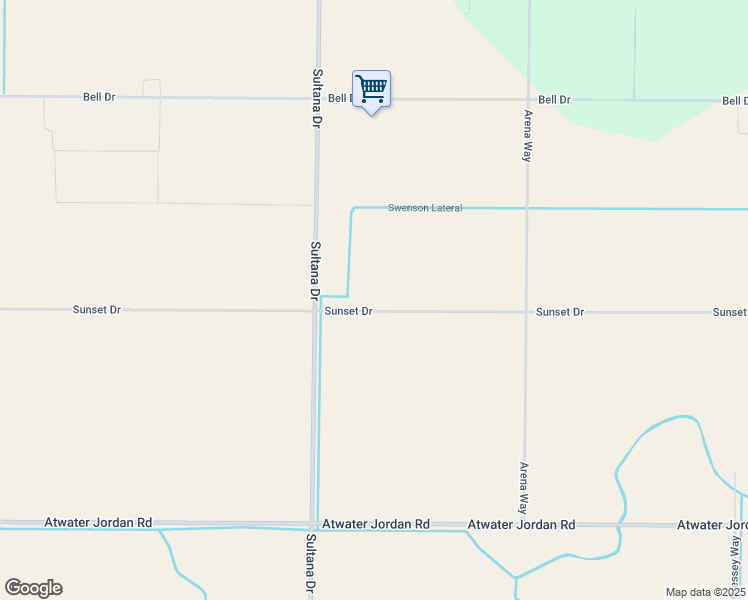 map of restaurants, bars, coffee shops, grocery stores, and more near 10868 Sunset Drive in Atwater