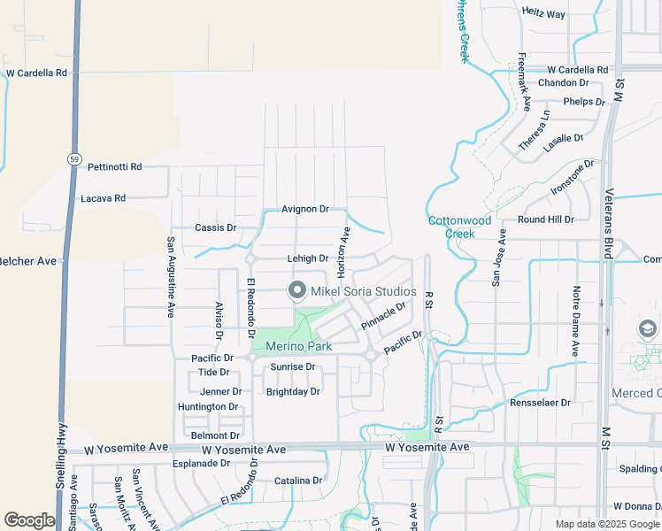 map of restaurants, bars, coffee shops, grocery stores, and more near 1207 Strawberry Drive in Merced