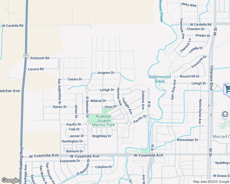 map of restaurants, bars, coffee shops, grocery stores, and more near 1207 Strawberry Drive in Merced