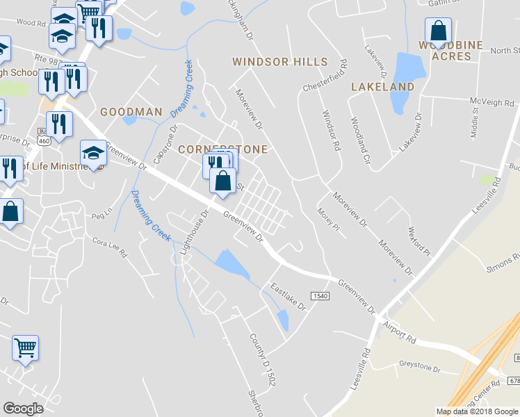 map of restaurants, bars, coffee shops, grocery stores, and more near 613 Capstone Drive in Lynchburg