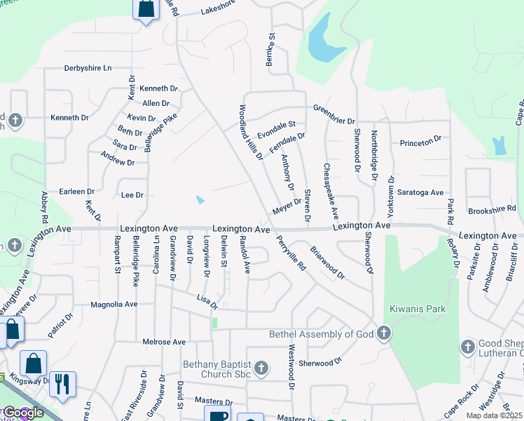 map of restaurants, bars, coffee shops, grocery stores, and more near 2037 Perryville Road in Cape Girardeau