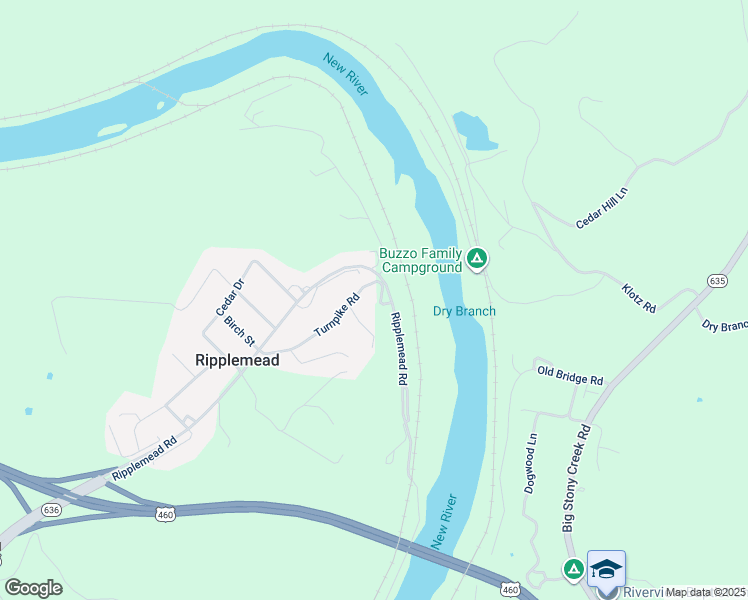 map of restaurants, bars, coffee shops, grocery stores, and more near 716 Turnpike Road in Ripplemead