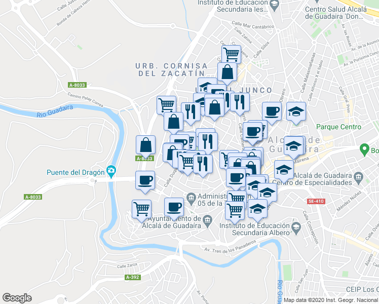 map of restaurants, bars, coffee shops, grocery stores, and more near 13 Calle Joaquín Vals Sevillano in Alcalá de Guadaíra
