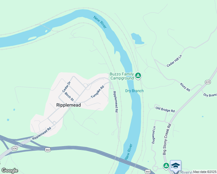 map of restaurants, bars, coffee shops, grocery stores, and more near 716 Turnpike Road in Ripplemead