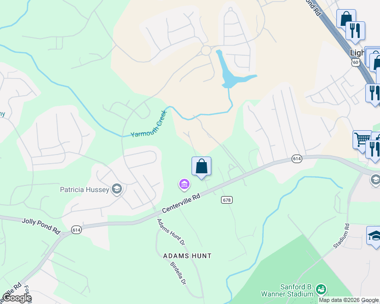 map of restaurants, bars, coffee shops, grocery stores, and more near 6277 Centerville Road in Williamsburg
