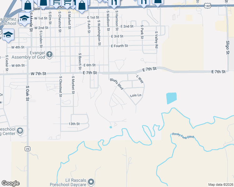 map of restaurants, bars, coffee shops, grocery stores, and more near 872 Jennings Dr in Cortez