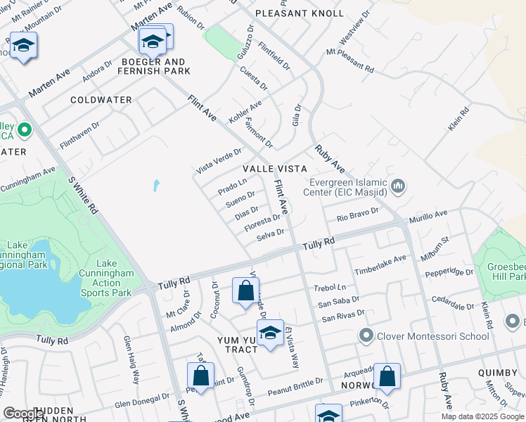map of restaurants, bars, coffee shops, grocery stores, and more near 3329 Dias Drive in San Jose