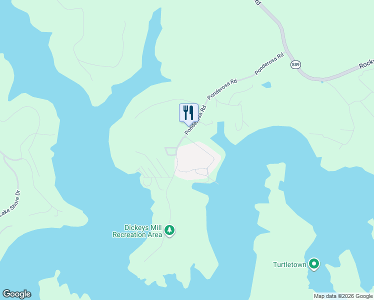 map of restaurants, bars, coffee shops, grocery stores, and more near Ponderosa Road in Clarkson